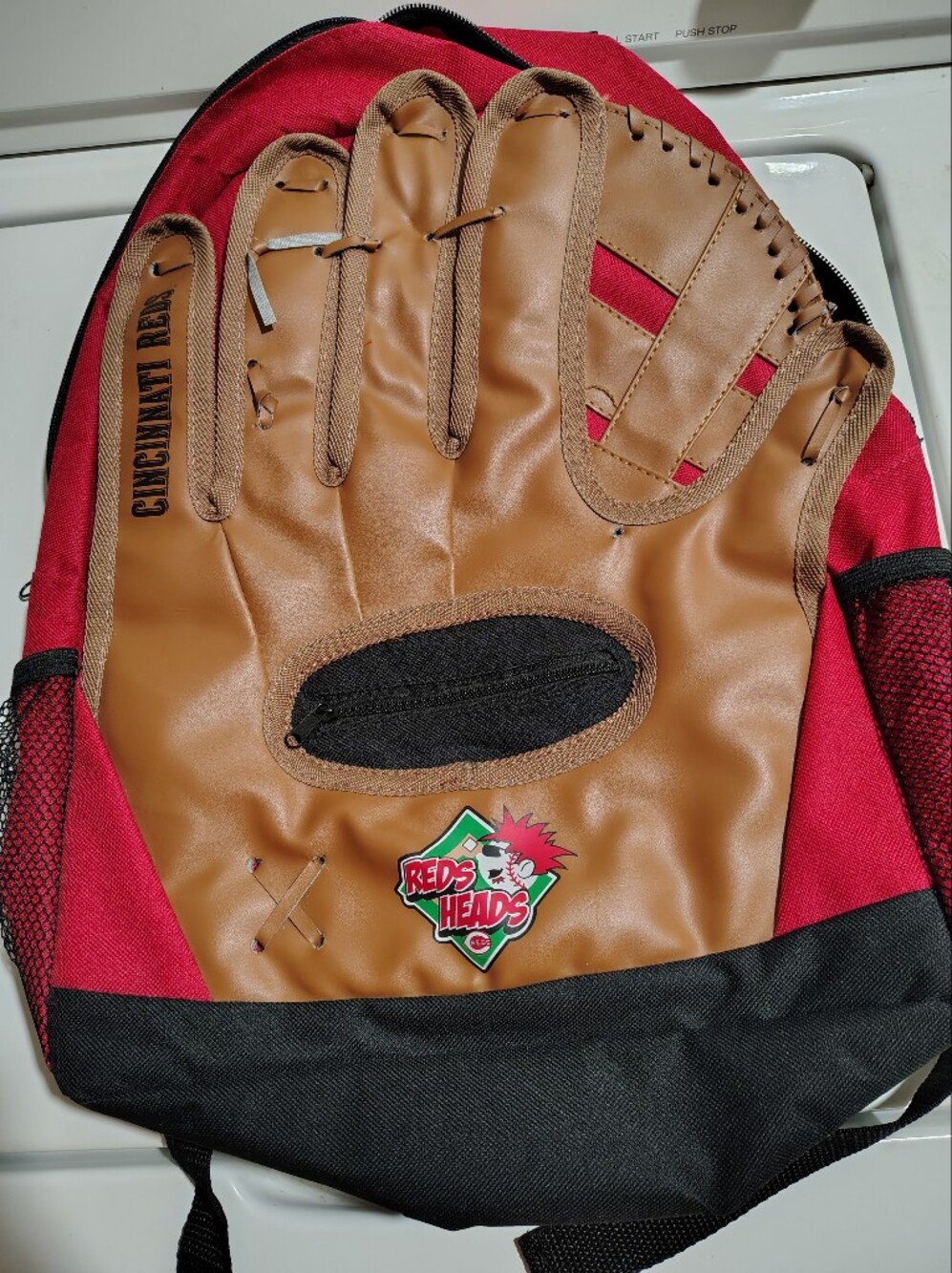 Cincinnati Reds Brown & Red Glove Backpack Panel